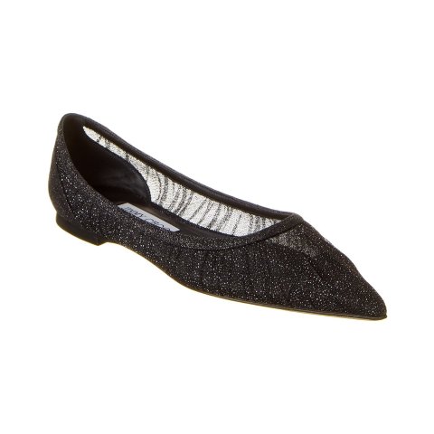 Jimmy ChooLove Leather-Trim Flat