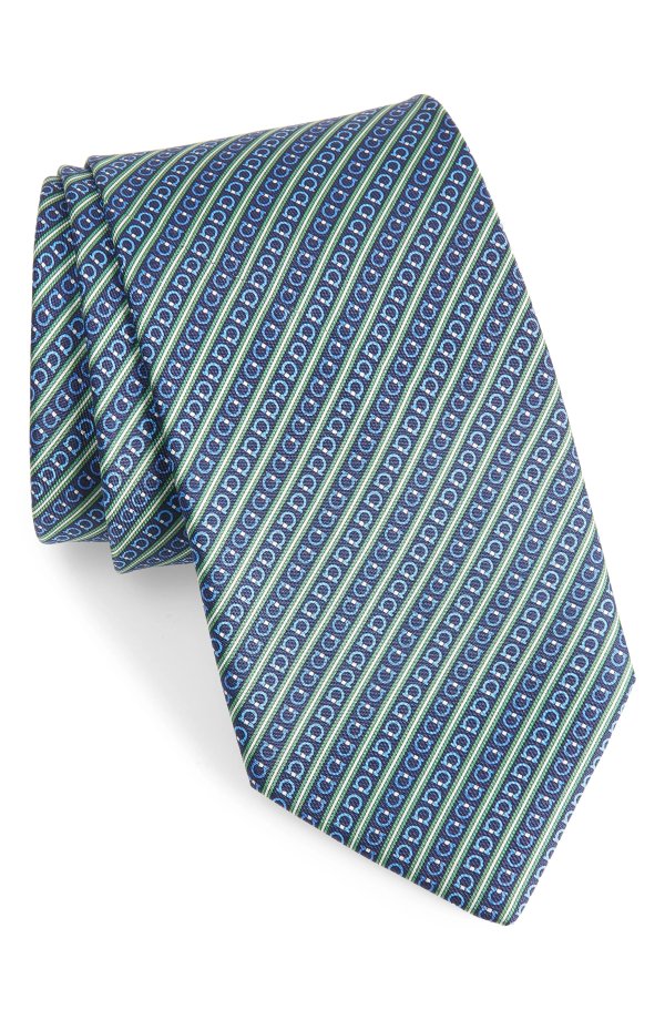 Gancio Stripe Silk Tie