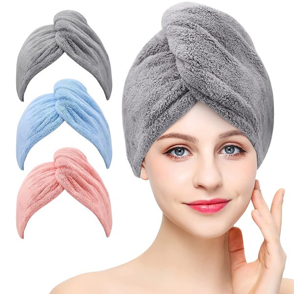 3 Pack Microfiber Hair Towel Wrap BEoffer Super Absorbent Twist Turban for Women Fast Drying Hair