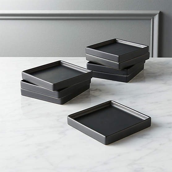 Bento Modern Square Matte Black Appetizer Plate + Reviews | CB2