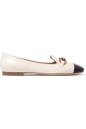 Embellished two-tone leather ballet flats