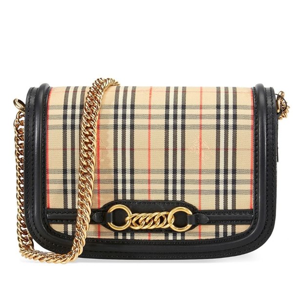 1983 Check Link Bag with Leather Trim- Black