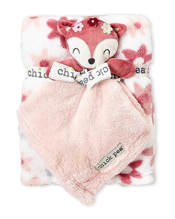 (Newborn Girls) Two-Piece Plush Cuddle Buddy & Blanket Set