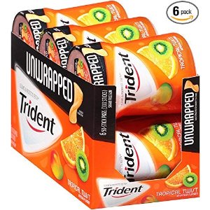 Trident Unwrapped Sugar Free Gum (Tropical Twist, 50-Piece, 6-Pack)