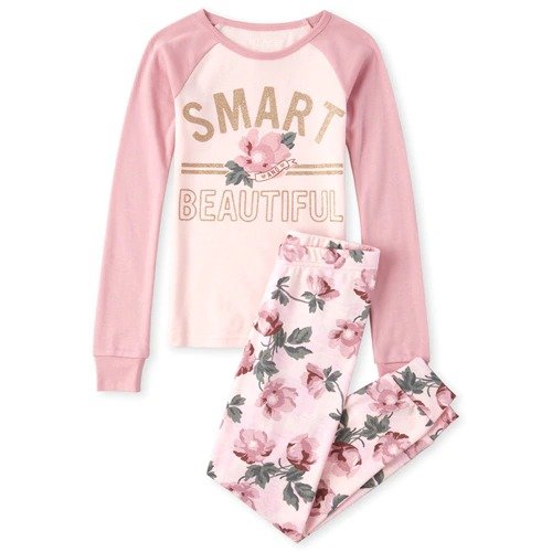 Girls Glitter Smart Snug Fit Cotton Pajamas
