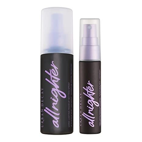 Urban Decay All Nighter Long-Lasting Makeup Setting Spray - Pack of 2 - Full Size (4.0 fl oz) & Travel Size (1.0 fl oz) - Lasts Up To 16 Hours - Oil-Free - Natural Finish