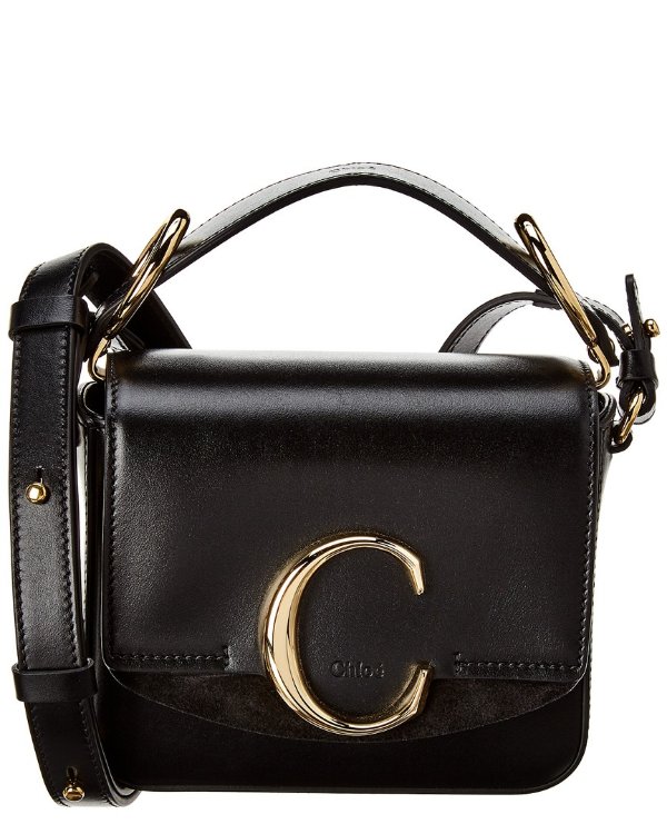 C Mini Leather & Suede Shoulder Bag
