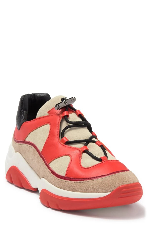Leather Colorblock Tennis Shoe