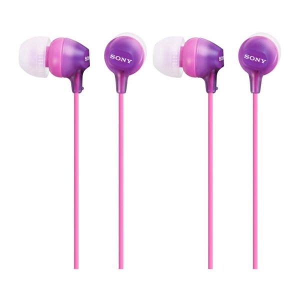 MDR-EX15LP Fashion Color EX Series In-Ear Earbud Headphones Bundle (Violet, 2-Pack)
