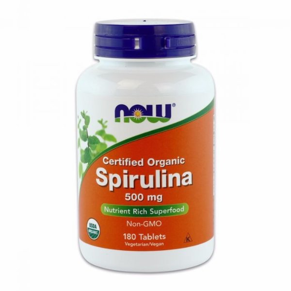 NOW Foods Organic Spirulina (100% Pure) 500 mg - 180 Tablets