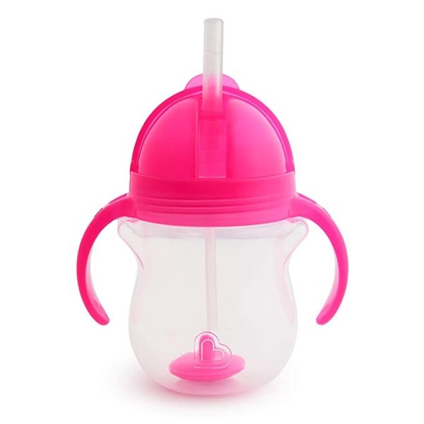 防漏重力球婴儿学饮吸管杯 粉色