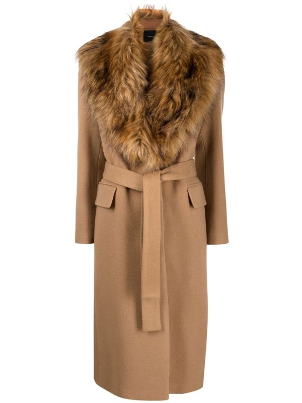oversize-collar belted trench coat