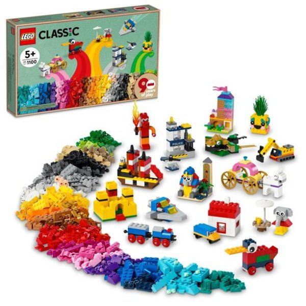 LEGO Classic 90 Years of Play Building Set with 15 Mini Builds