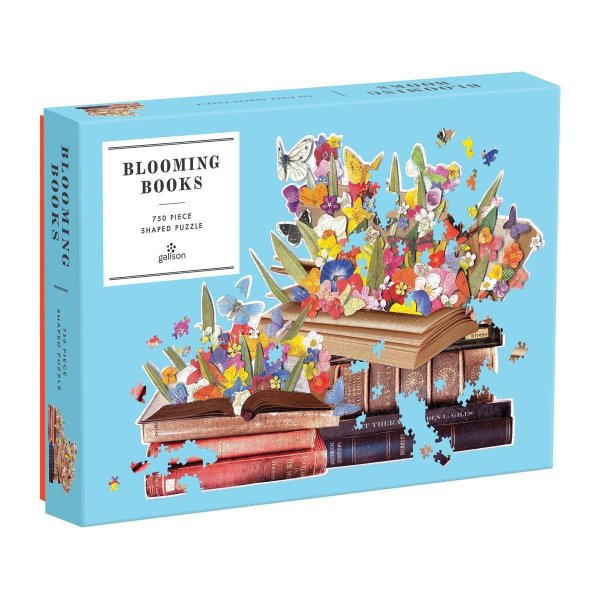 Galison - Blooming Books - 750 Piece Shaped Jigsaw Puzzle