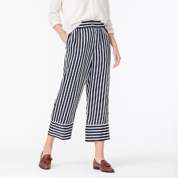 Pull-on crop pant in stripe