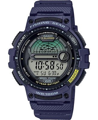 Men's Digital Fishing Gear Blue Resin Strap Watch 47mm