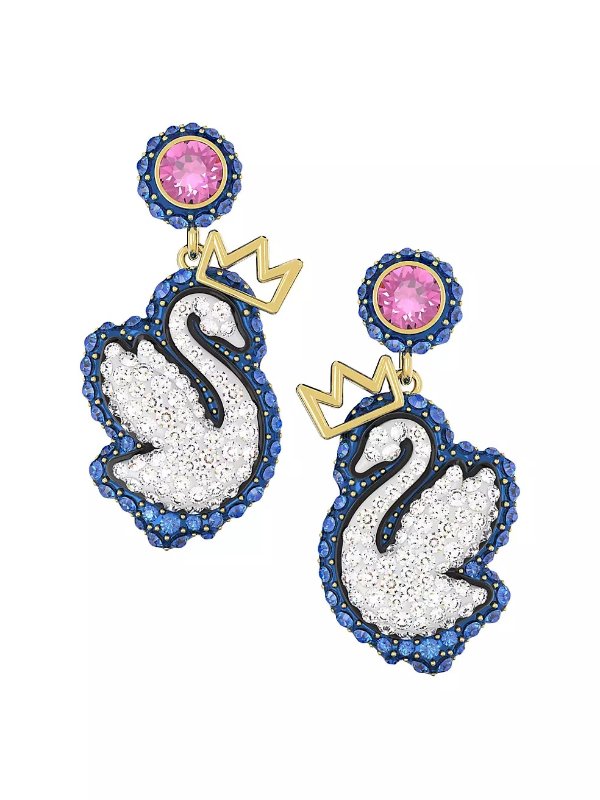 Pop Swan Goldtone & Crystal Drop Earrings