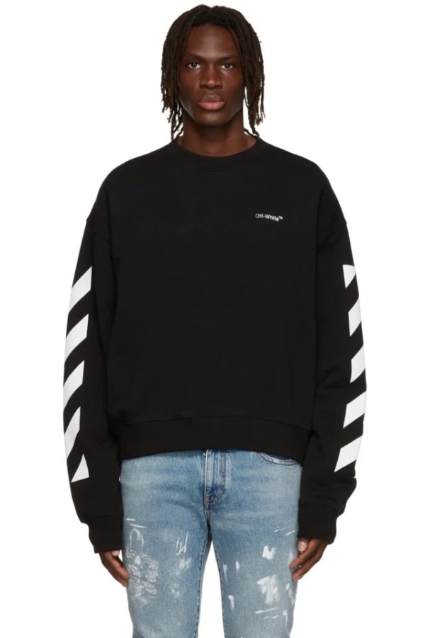 Black Diagonal Helvetica Sweatshirt