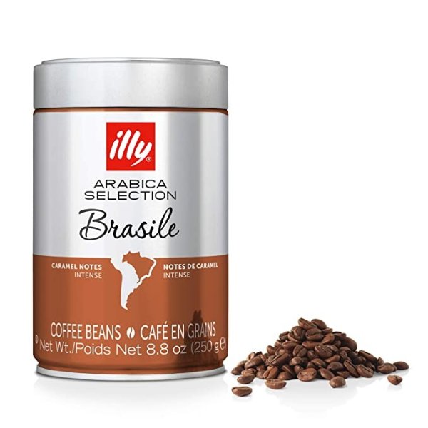 Arabica Selections Brasile Whole Bean Coffee, 100% Arabica Bean Single Origin Coffee, Intense Full Flavor Taste, Notes of Caramel, No Preservatives, 8.8oz