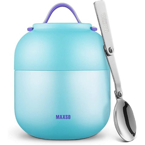 MAXSO 17oz Thermos Hot Food Container,Soup Thermos for Kids Adults  Lunch Box,Insulated Vacuum Stainless Steel Hot Cold Food Jar with Spoon for  School Office Travel,Blue 32.99