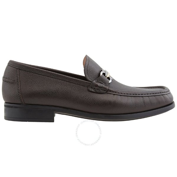 Maurice Hammered Leather Two-tone Gancini Buckle Loafers In Hickory