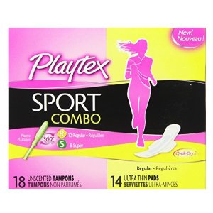 Playtex Sport Combo Pack with Regular and Super Tampons and Ultra Thin Pads with Wings - 32 Count