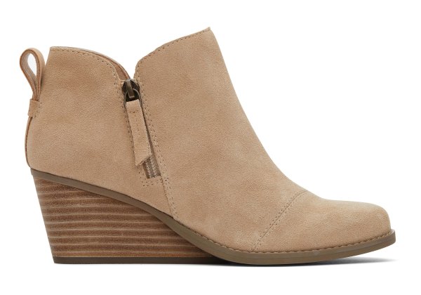 Women Goldie Oatmeal Suede Wedge Boot