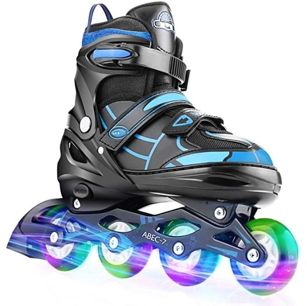 Inline Skate for Girls Boys Kids and Adult Women Adjustable Blades Roller Skates with Light Up Wheels for Indoor Outdoor Youth in Line Skating ​for Beginners Children Teen