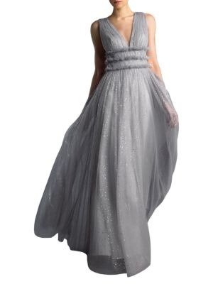 Inflection Pleat Tulle Gown