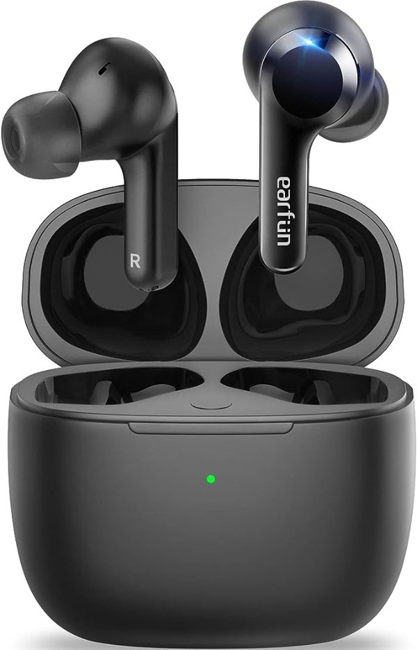 EarFun® Air True Wireless Earbuds, Bluetooth Earbuds with 4 Mics, Sweatshield™ IPX7 Waterproof with Volume Control, USB-C Fast Charge, in-Ear Headphones with Wireless Charging, Deep Bass, 35H Playtime