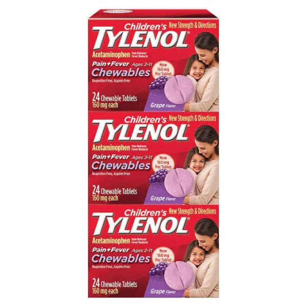Children's Tylenol Grape Flavor, 72 Chewable Tablets