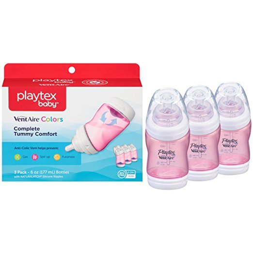 Playtex Ventaire 6盎司防胀气弯曲奶瓶，3个装