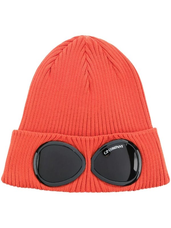Goggles ribbed-knit beanie hat