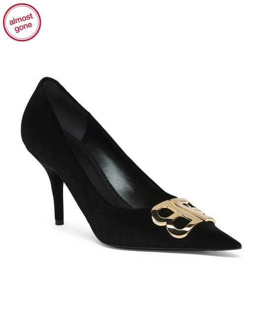Made In Italy Pointy Toe Logo Pumps