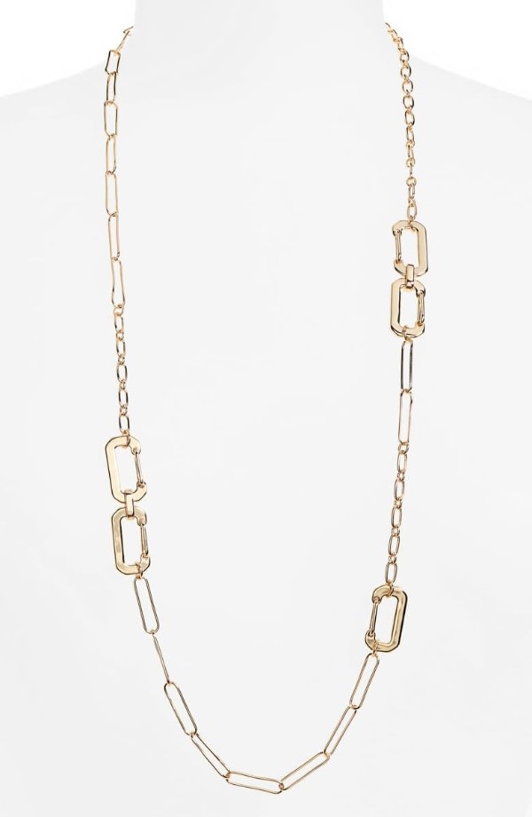 Long Linear Link Chain Necklace