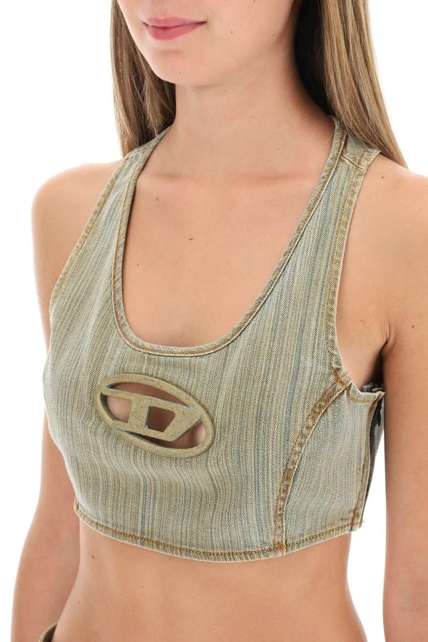'De-Top-Fsd' cropped top with Oval D plaque Diesel