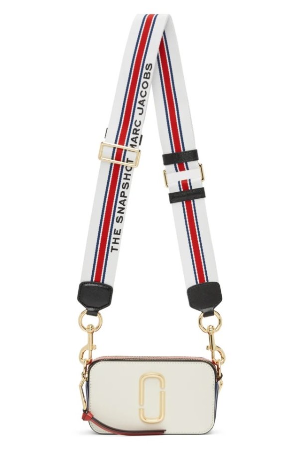 Off-White & Red Small Snapshot Bag