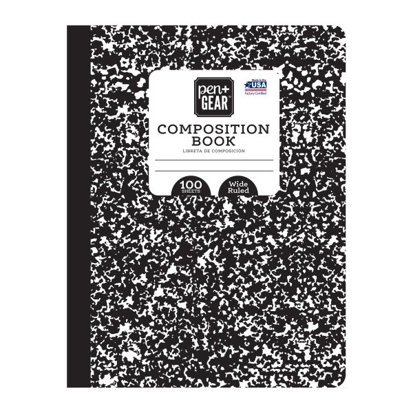 Pen + Gear Composition Book, Wide Ruled, 100 Pages, 9.75" x 7.5"x 0.25"