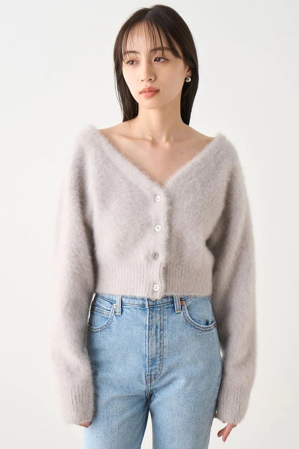 Fur Button-up Cropped Cardigan