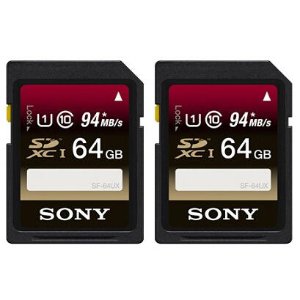 Sony 64 GB Secure Digital High Capacity 94MB/s (SDXC) Memory Card 2-Pack SF64UX/TQN