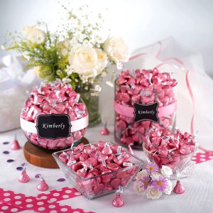 HERSHEY'S KISSES Pink Foils Milk Chocolate Candy, Bulk, 66.7 oz Bulk Bag