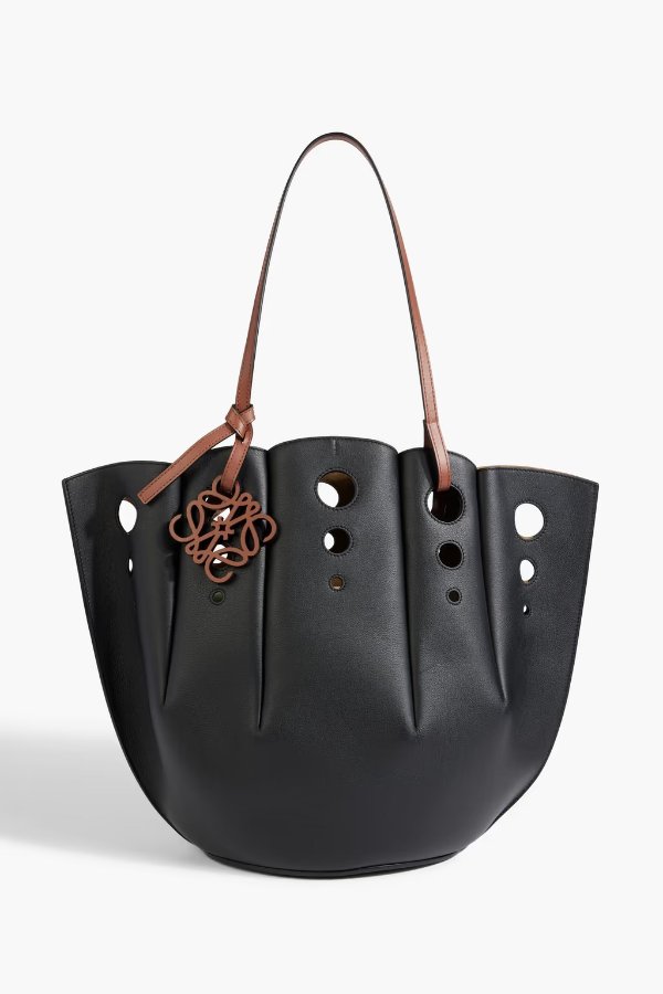 Shell laser-cut leather tote