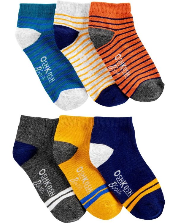 6-Pack Striped & Solid Ankle Socks
