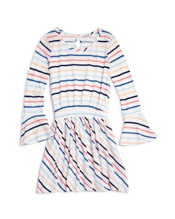 Girls' Striped Bell-Sleeve Dress - Big Kid