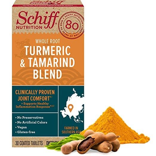  Turmeric & tamarind vegan joint comfort tablets, schiff (30 count in a bottle), clinically proven, 30 Count