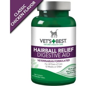 Vet's Best Hairball Relief Digestive Aid Cat Supplement, 60 count 