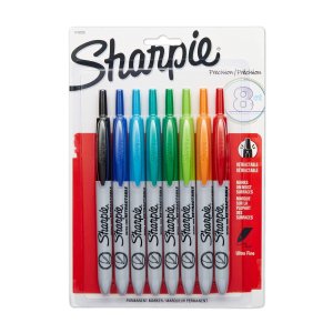 Sharpie Retractable Ultra Fine Point Permanent Markers, 8 Colored Markers (1742025)