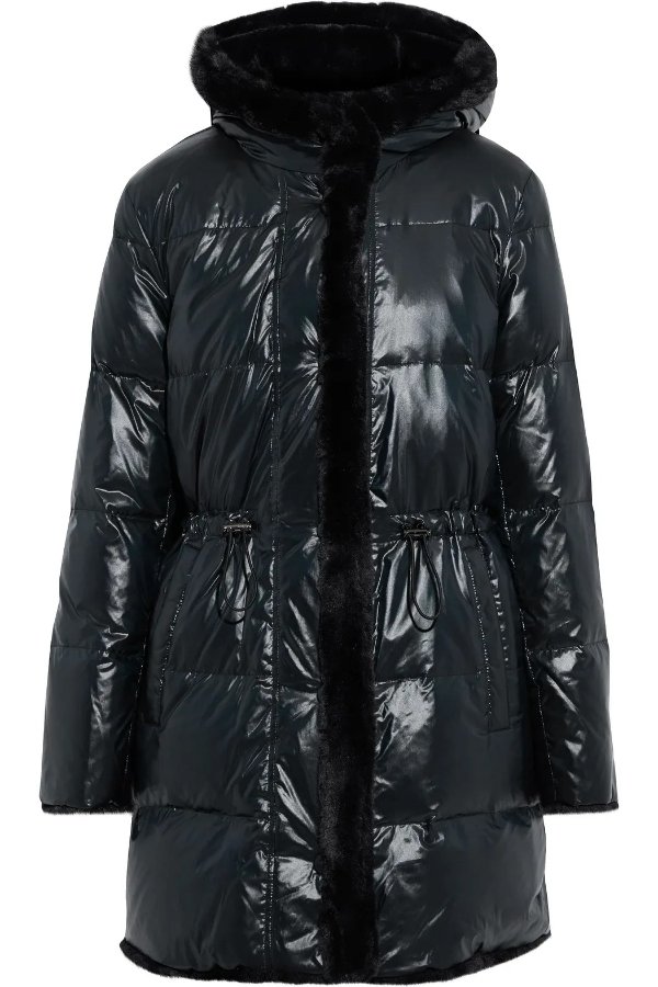 Kalila reversible quilted shell and faux fur hooded coat
