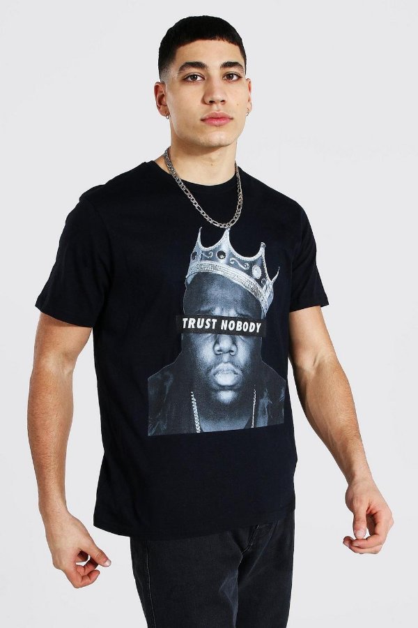 Oversized Biggie Crown Print License T-shirt | boohooMAN