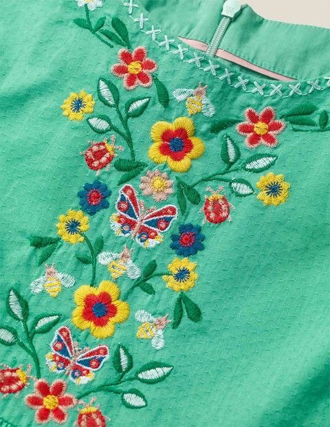 Embroidered Detail Dress - Asparagus Green | Boden US